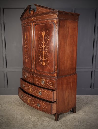 Rare Regency Marquetry Inlaid Mahogany Linen Press Linen press Antique Cabinets 11