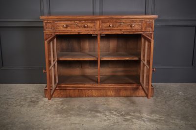 Victori Figured Walnut Glazed Side Cabinet Glazed Bookcase Antique Bookcases 7