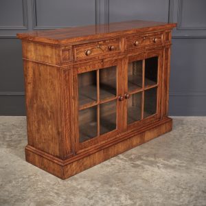 Victori Figured Walnut Glazed Side Cabinet Glazed Bookcase Antique Bookcases