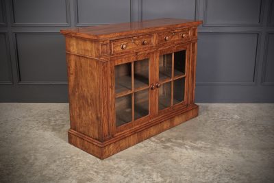 Victori Figured Walnut Glazed Side Cabinet Glazed Bookcase Antique Bookcases 3