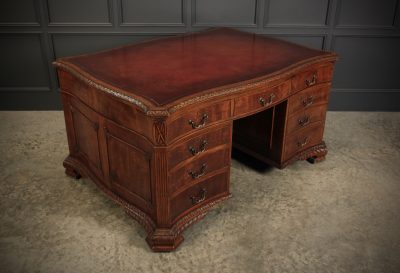 Large Serpentine Shaped Mahogany Partners Desk Mahogany Partners Desk Antique Desks 4