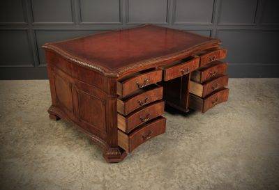 Large Serpentine Shaped Mahogany Partners Desk Mahogany Partners Desk Antique Desks 9