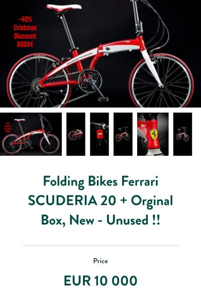 Folding Bikes Ferrari SCUDERIA 20, New – Unused. Antique Collectibles 3