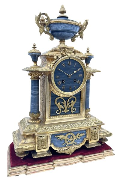 Wonderful Bronze ormolu & Marble Mantel Clock on original Stand – ca1860 French ormolo mantel clock Antique Clocks 15