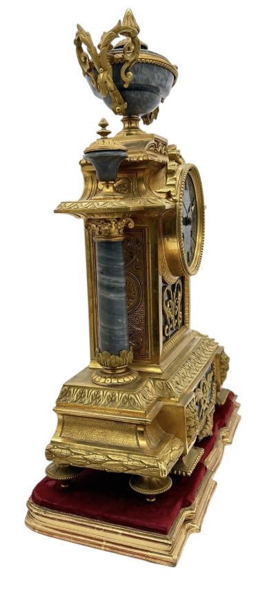 Wonderful Bronze ormolu & Marble Mantel Clock on original Stand – ca1860 French ormolo mantel clock Antique Clocks 13