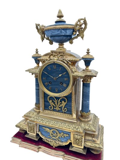 Wonderful Bronze ormolu & Marble Mantel Clock on original Stand – ca1860 French ormolo mantel clock Antique Clocks 5