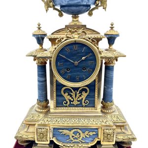 Wonderful Bronze ormolu & Marble Mantel Clock on original Stand – ca1860 French ormolo mantel clock Antique Clocks