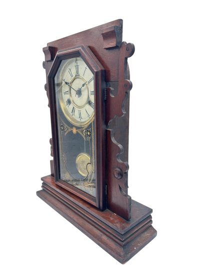 Lovely American Gingerbread Mantel Clock by New Haven - Image 9