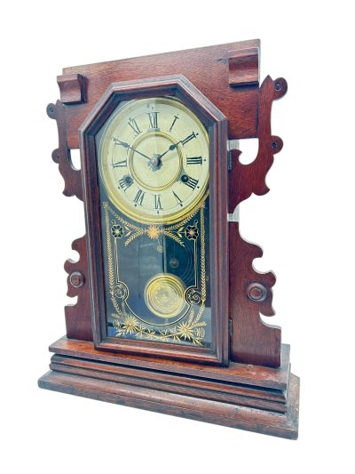 Lovely American Gingerbread Mantel Clock by New Haven Mantel Clock Antique Clocks 9