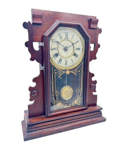 Lovely American Gingerbread Mantel Clock by New Haven - Image 6