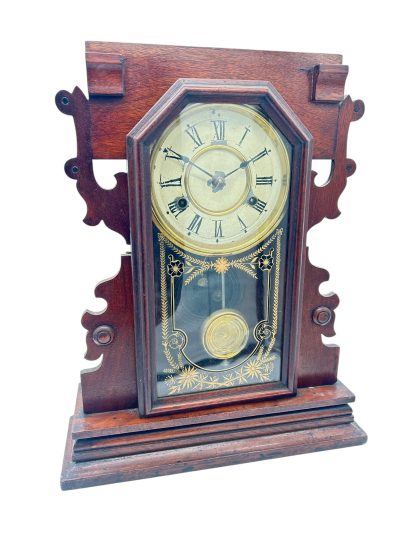 Lovely American Gingerbread Mantel Clock by New Haven - Image 3