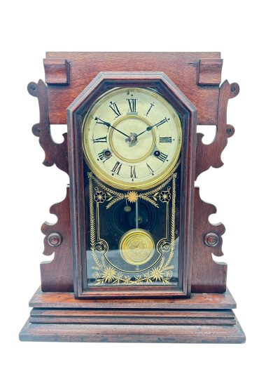 Lovely American Gingerbread Mantel Clock by New Haven Mantel Clock Antique Clocks 3