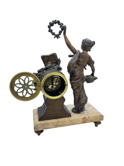 Wonderful French Figural Mantel Clock – ca1890 French mantel clock Antique Clocks 15