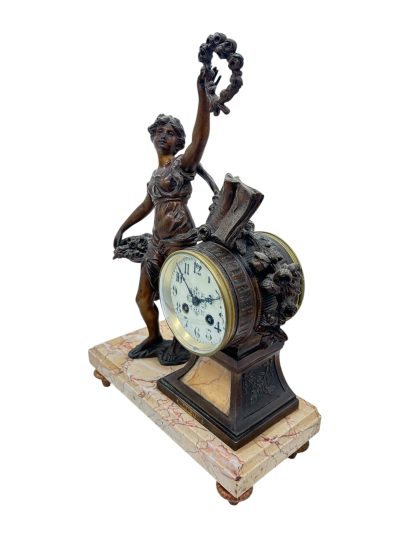 Wonderful French Figural Mantel Clock – ca1890 French mantel clock Antique Clocks 12