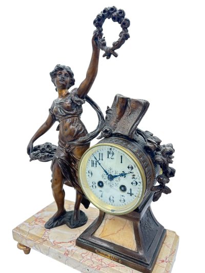 Wonderful French Figural Mantel Clock – ca1890 French mantel clock Antique Clocks 11