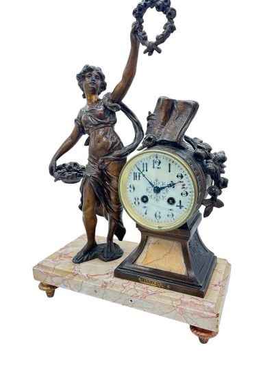 Wonderful French Figural Mantel Clock – ca1890 French mantel clock Antique Clocks 10