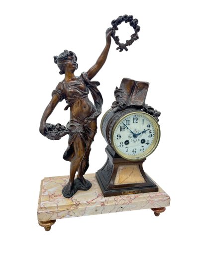 Wonderful French Figural Mantel Clock – ca1890 - Image 3