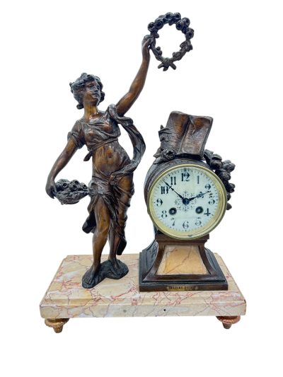 Wonderful French Figural Mantel Clock – ca1890 French mantel clock Antique Clocks 3