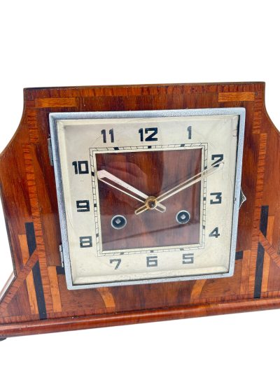 Stylish English Art Deco Mantle Clock – 8 Day Striking Mantel Clock Mantel Clock Antique Clocks 9