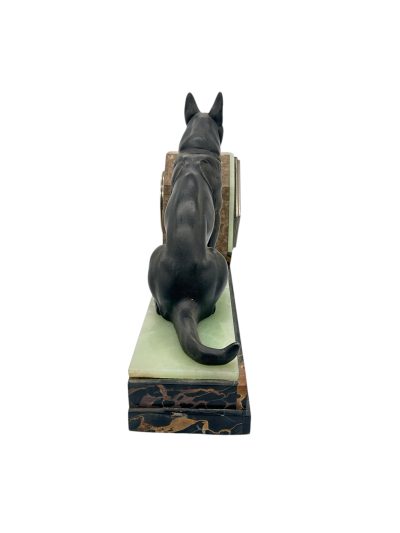 Stunning French Art Deco Marble & Alsatian Dog Figural Mantel Clock – ca1920 French mantel clock Antique Clocks 12