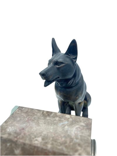 Stunning French Art Deco Marble & Alsatian Dog Figural Mantel Clock – ca1920 French mantel clock Antique Clocks 8