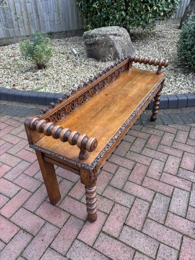 Late Victorian Hall Bench antique oak Antique Benches 9