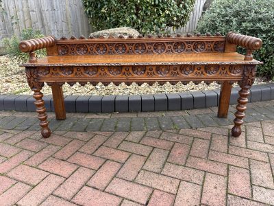 Late Victorian Hall Bench antique oak Antique Benches 3