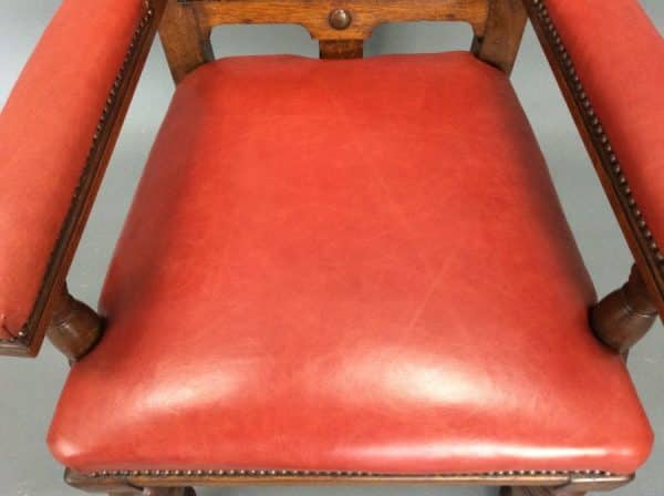 Late Victorian Solid Oak Desk Chair c1890 desk chair Antique Chairs 4