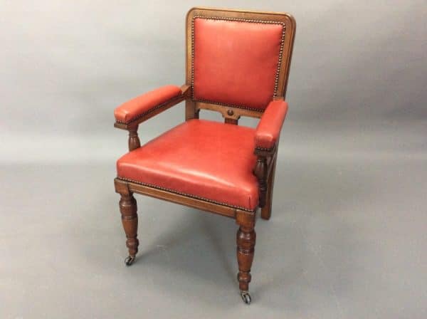 Late Victorian Solid Oak Desk Chair c1890 desk chair Antique Chairs 9