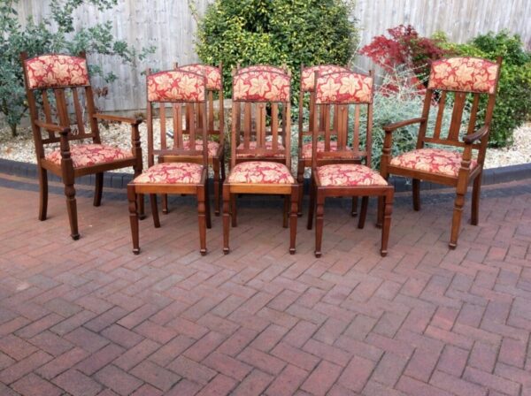 Set of 8 Arts & Crafts Walnut Dining Chairs c1910 Antique, Walnut, Antique Chairs 4