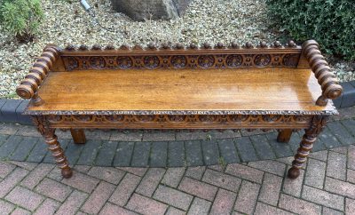 Late Victorian Hall Bench antique oak Antique Benches 4