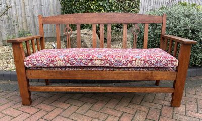 Arts & Crafts Oak Settle antique oak Antique Benches 4