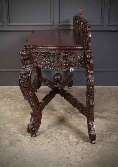 Burmese Carved Padauk Wood Console Table console table Antique Furniture 15