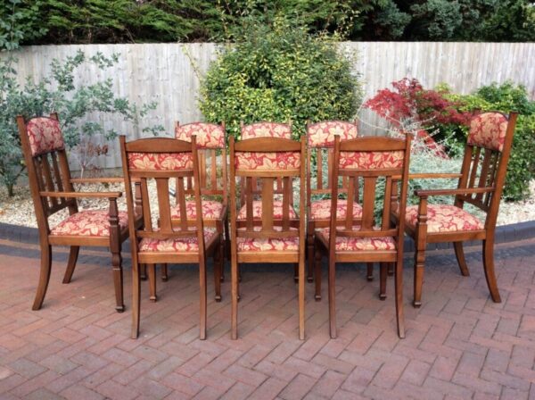 Set of 8 Arts & Crafts Walnut Dining Chairs c1910 Antique, Walnut, Antique Chairs 3