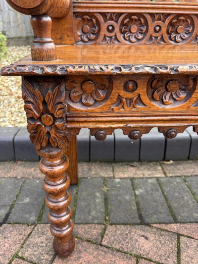 Late Victorian Hall Bench antique oak Antique Benches 6