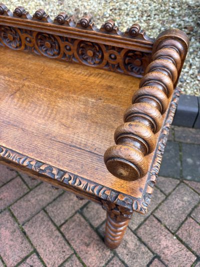 Late Victorian Hall Bench antique oak Antique Benches 12