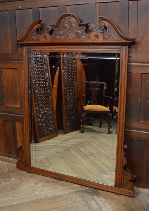 Victorian Oak Over Mantle Mirror SAI2986 Antique Mirrors 16