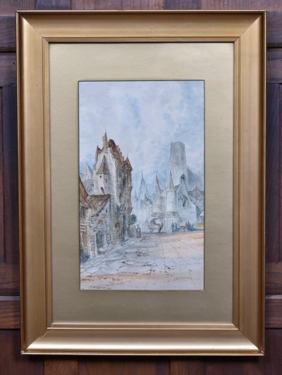 Malines By J Debauenaux Painting SAI3602 watercolour Antique Art 3