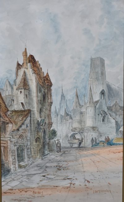 Malines By J Debauenaux Painting SAI3602 watercolour Antique Art 5