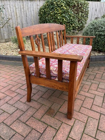 Arts & Crafts Oak Settle antique oak Antique Benches 9