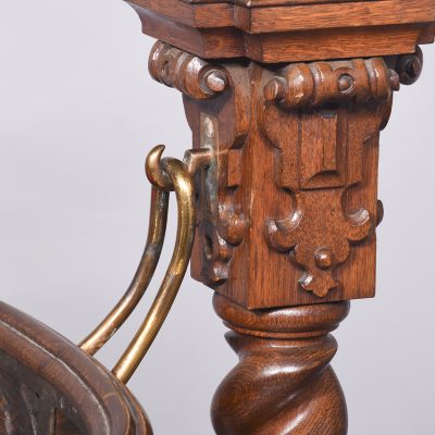 Carved Oak Swinging Crib on Stand Antique Beds 6