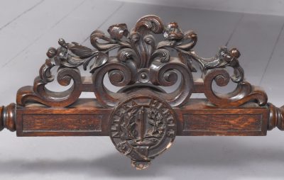 Carved Oak Swinging Crib on Stand Antique Beds 9