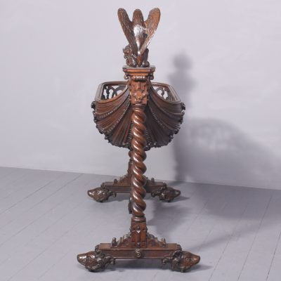 Carved Oak Swinging Crib on Stand Antique Beds 21