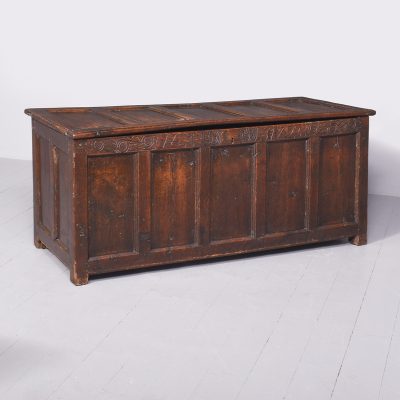 Large George I Panelled Oak Coffer Antique Chests 3