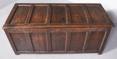 Large George I Panelled Oak Coffer Antique Chests 12