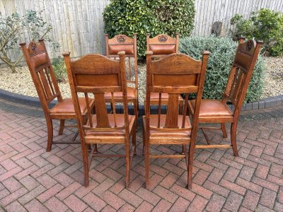 Set of 6 Shapland & Petter Oak Dining Chairs Arts & Crafts Antique Chairs 4