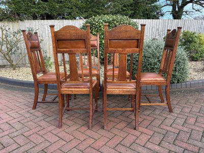 Set of 6 Shapland & Petter Oak Dining Chairs Arts & Crafts Antique Chairs 5