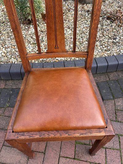 Set of 6 Shapland & Petter Oak Dining Chairs Arts & Crafts Antique Chairs 9