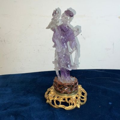 CHINESE CRYSTAL JADE & GILT FIGURE Antique Sculptures 3