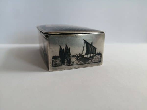 Exquisite WW2 Iraqi Niello Silver Snuff Box Marsh Arab Sweetheart Arabian Antique Silver 6